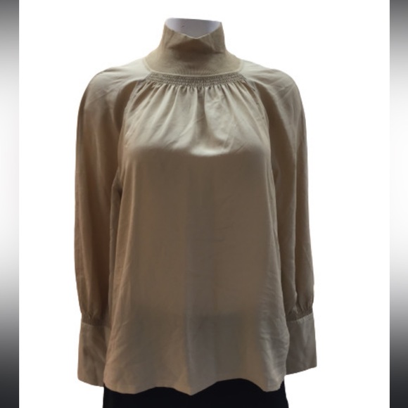NWT Tan Club Monaco Ribbed Neck Blouse - Picture 2 of 8